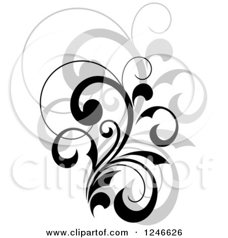 Clipart of a Black Flourish with a Shadow 17 - Royalty Free Vector Illustration by Vector Tradition SM