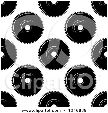 Clipart of a Seamless Pattern Background of Black and White Gears - Royalty Free Vector Illustration by Vector Tradition SM