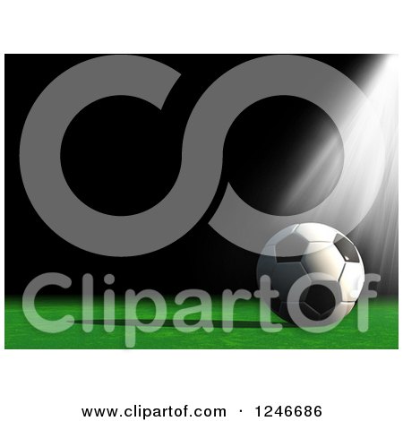 Clipart of a 3d Light Shining down on a Soccer Ball - Royalty Free Illustration by KJ Pargeter