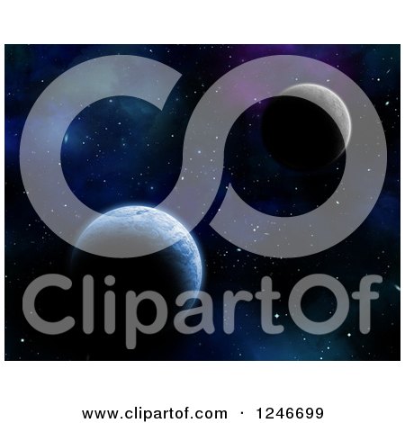 Clipart of 3d Foreign Planets in Outer Space - Royalty Free Illustration by KJ Pargeter