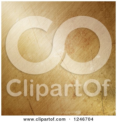 Clipart of a 3d Scratched Brushed Gold Metal Background - Royalty Free Illustration by KJ Pargeter