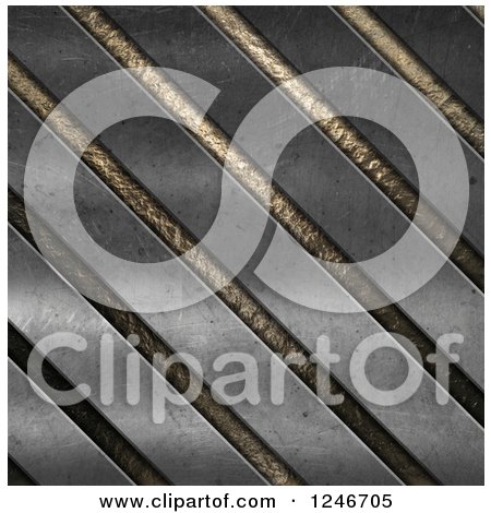 Clipart of a 3d Diagonal Metal Background - Royalty Free Illustration by KJ Pargeter