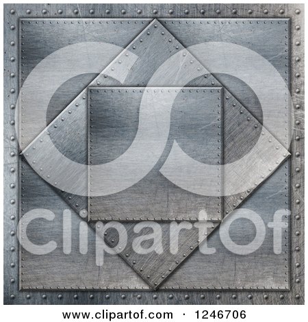 Clipart of a 3d Metal Background of Scratched Plates - Royalty Free Illustration by KJ Pargeter