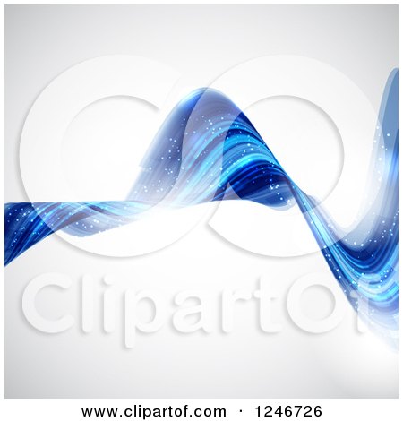 Clipart of a Magical Blue Wave over Gray - Royalty Free Vector Illustration by KJ Pargeter