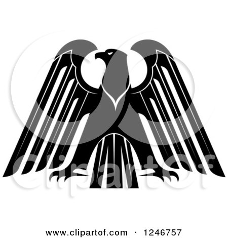 Clipart of a Black and White Heraldic Eagle 15 - Royalty Free Vector Illustration by Vector Tradition SM