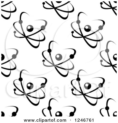 Clipart of a Black and White Seamless Atom and Molecule Pattern 9 - Royalty Free Vector Illustration by Vector Tradition SM