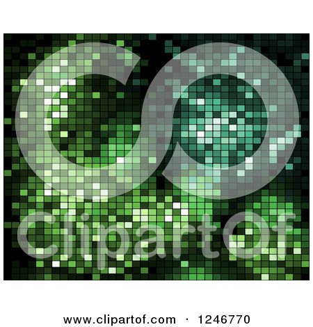 Clipart of a Green Mosaic or Pixel Background - Royalty Free Vector Illustration by Vector Tradition SM