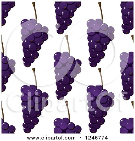 Clipart of a Seamless Purple Grapes Background Pattern - Royalty Free Vector Illustration by Vector Tradition SM