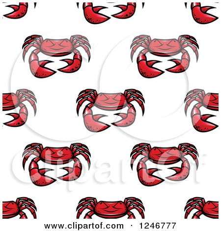 Clipart of a Seamless Red Crab Background Pattern - Royalty Free Vector Illustration by Vector Tradition SM