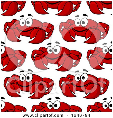 Clipart of a Seamless Red Crab Background Pattern 2 - Royalty Free Vector Illustration by Vector Tradition SM