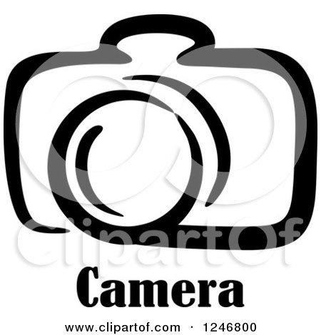 Clipart of a Black and White Camera with Text - Royalty Free Vector Illustration by Vector Tradition SM