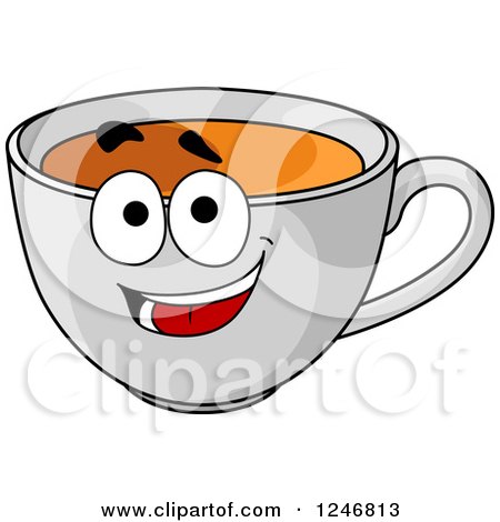 Clipart of a Cup of Tea Character - Royalty Free Vector Illustration by Vector Tradition SM