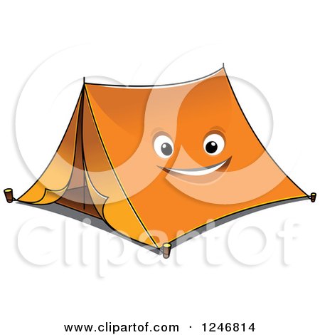 Clipart of an Orange Tent Character - Royalty Free Vector Illustration by Vector Tradition SM