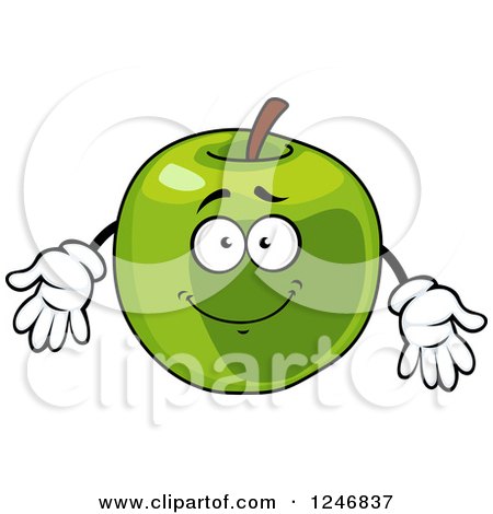 Clipart of a Green Apple Character - Royalty Free Vector Illustration by Vector Tradition SM