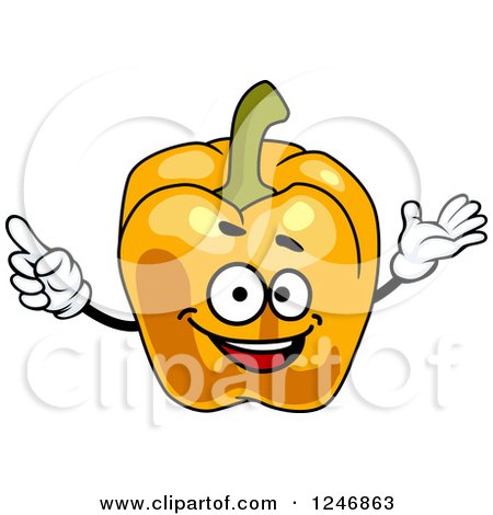 Clipart of an Orange Bell Pepper Character - Royalty Free Vector Illustration by Vector Tradition SM