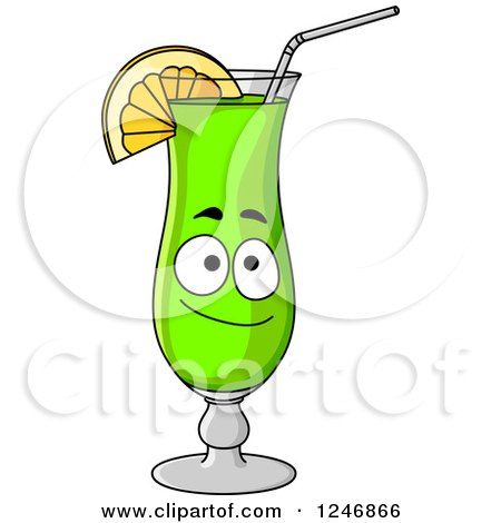 Clipart of a Green Cocktail Character - Royalty Free Vector Illustration by Vector Tradition SM