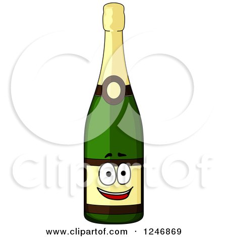 Clipart of a Champagne Bottle Character - Royalty Free Vector Illustration by Vector Tradition SM