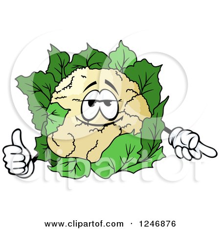 Clipart of a Cauliflower Character - Royalty Free Vector Illustration by Vector Tradition SM