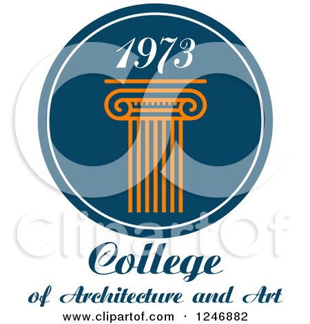 Clipart of a College of Architecture and Art 1973 Design - Royalty Free Vector Illustration by Vector Tradition SM