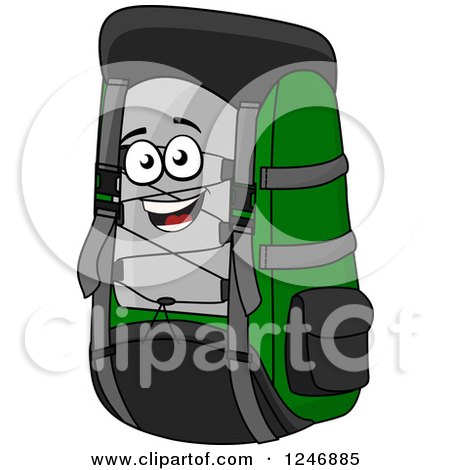 Clipart of a Happy Backpack Character - Royalty Free Vector Illustration by Vector Tradition SM