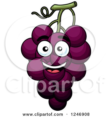 Clipart of a Purple Grapes Character - Royalty Free Vector Illustration by Vector Tradition SM