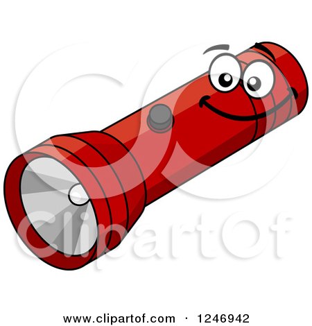 Clipart of a Happy Red Flashlight - Royalty Free Vector Illustration by Vector Tradition SM