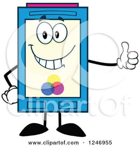 Clipart of a Color Ink Cartridge Character Mascot Holding a Thumb up - Royalty Free Vector Illustration by Hit Toon