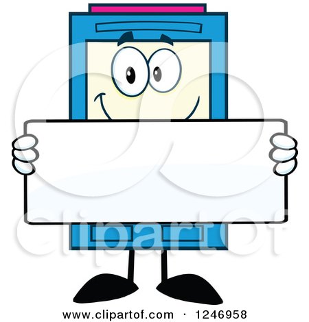 Clipart of a Color Ink Cartridge Character Mascot Holding a Blank Sign - Royalty Free Vector Illustration by Hit Toon