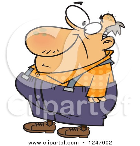 Clipart of a Cartoon Caucasian Senior Man in Suspenders - Royalty Free Vector Illustration by toonaday
