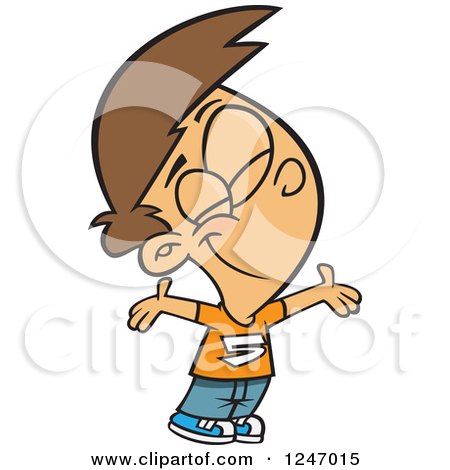 Clipart of a Cartoon Happy Caucasian Boy Holding His Arms out for a Hug - Royalty Free Vector Illustration by toonaday
