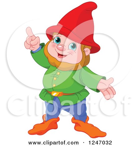 Clipart of a Cute Male Gnome with an Idea - Royalty Free Vector Illustration by Pushkin