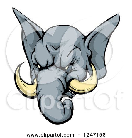Clipart of a Tough Elephant Mascot Head - Royalty Free Vector Illustration by AtStockIllustration