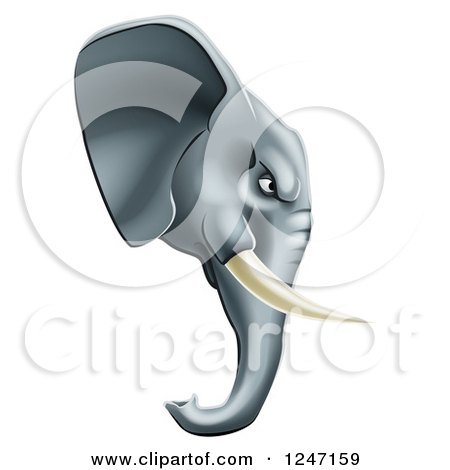 Clipart of a Punching Muscular Elephant Man Mascot ...