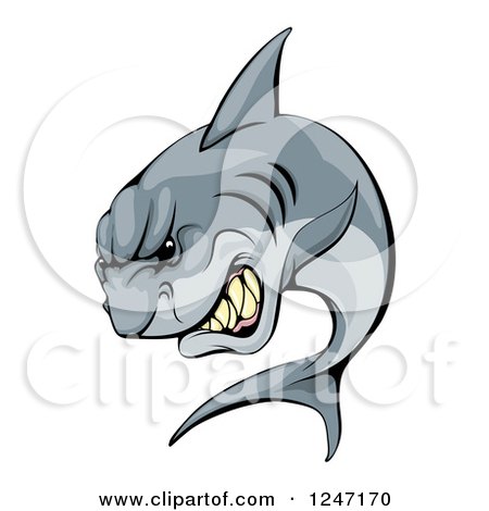 Clipart of a Vicious Shark Mascot Attacking - Royalty Free Vector Illustration by AtStockIllustration