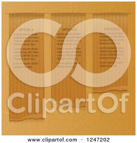 Clipart of Vertical Brown Paper Infographic Designs with Sample Text - Royalty Free Vector Illustration by elaineitalia