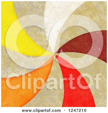 Clipart of a Retro Colorful Spiraling Rays and Grunge Background - Royalty Free Illustration by Arena Creative