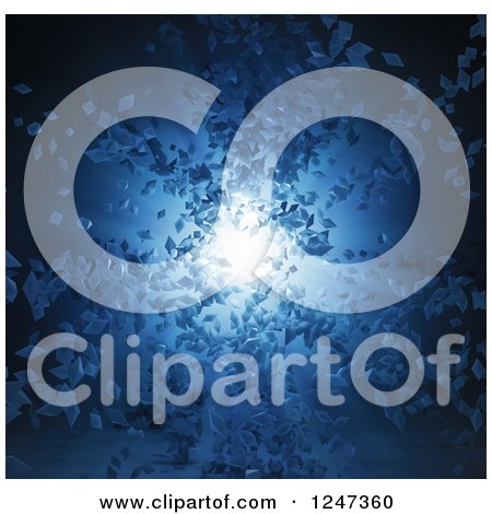 Clipart of a 3d Blue Particle Burst with Bright Light - Royalty Free Illustration by Mopic