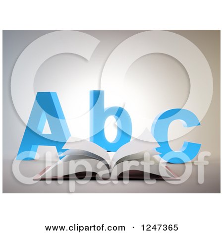 Clipart of a 3d Open Book and Abc Letters - Royalty Free Illustration by Mopic