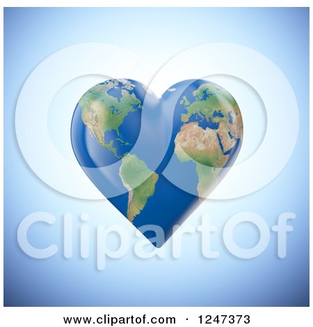 Clipart of a 3d Heart Shaped Earth - Royalty Free Illustration by Mopic