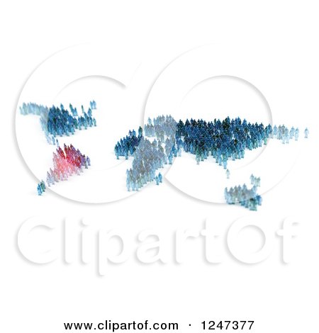 Clipart of 3d Tiny People Forming a World Map, with South America Highlighted - Royalty Free Illustration by Mopic