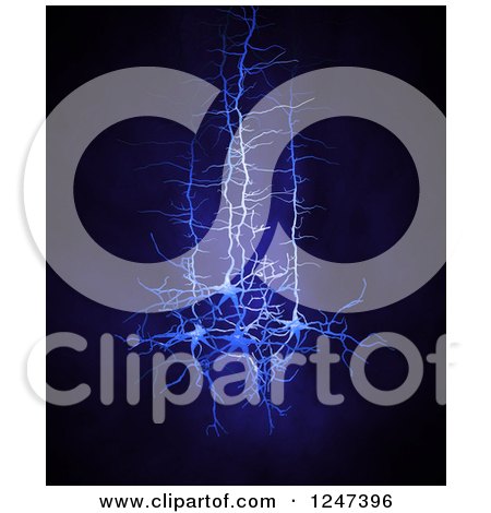 Clipart of a 3d Group of Blue Neuron Cells - Royalty Free Illustration by Mopic