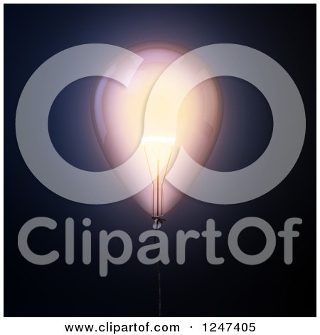 Clipart of a 3d Illuminated Lightbulb Balloon - Royalty Free Illustration by Mopic