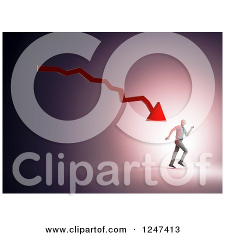 Clipart of a 3d Red Arrow Shooting Towards a Running Businessman - Royalty Free Illustration by Mopic