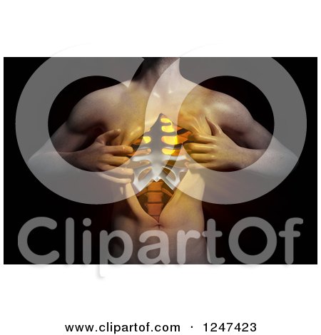 Clipart of a 3d Man Ripping Open His Chest and Revealing His Heart - Royalty Free Illustration by Mopic