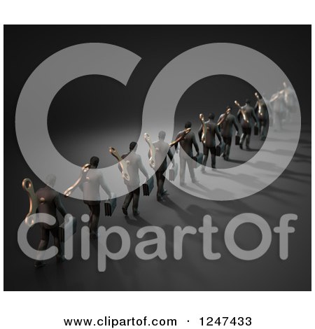 Clipart of a 3d Line of Wind up Businessmen - Royalty Free Illustration by Mopic