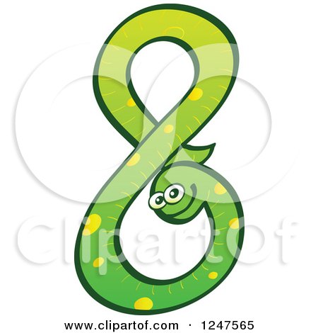 Clipart of a Green Number 8 Snake - Royalty Free Vector Illustration by Zooco