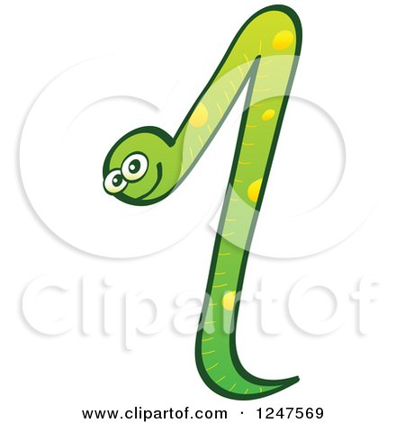 Clipart of a Green Number 1 Snake - Royalty Free Vector Illustration by Zooco