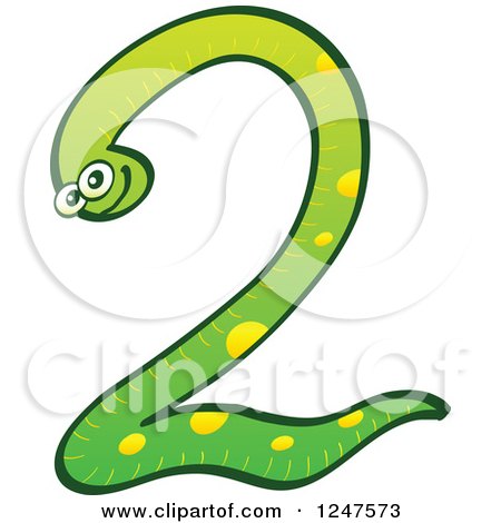 Clipart of a Green Number 2 Snake - Royalty Free Vector Illustration by Zooco