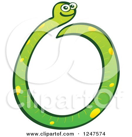 Clipart of a Green Number 0 Snake - Royalty Free Vector Illustration by Zooco