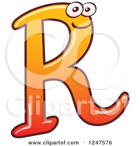 Clipart of a Gradient Orange Capital R Alphabet Letter Character - Royalty Free Vector Illustration by Zooco